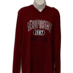 Aeropostale 1987 New York Hooded Long Sleeve Shirt Medium NWOT